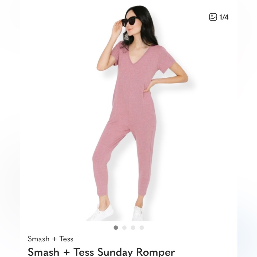 Smash + Tess V-Neck Romper in Dusty Pink